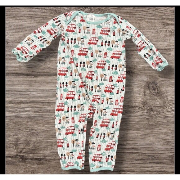 Little Red Bus London Print Footless Romper 12–24M 100% Cotton Baby Outfit - Picture 1 of 5